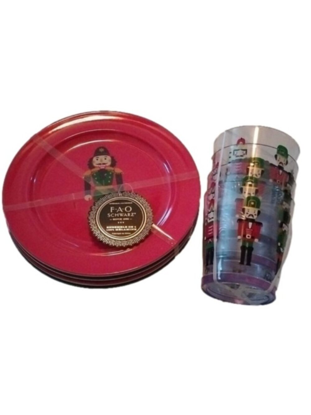 FAO Schwartz Nutcracker, set of 4 Cups + 4 Dessert Plates in Melamine